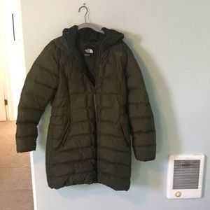 Olive Green Long Northface Puffer